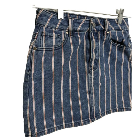 Pacsun Los Angeles Skirt Women Size 23 Mini Striped Pinstripe Red White & Blue - Picture 1 of 8